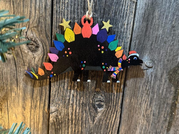 Dinosaur Christmas Ornament: T-Rex or Stegosaurus Cut Out, Car Tag