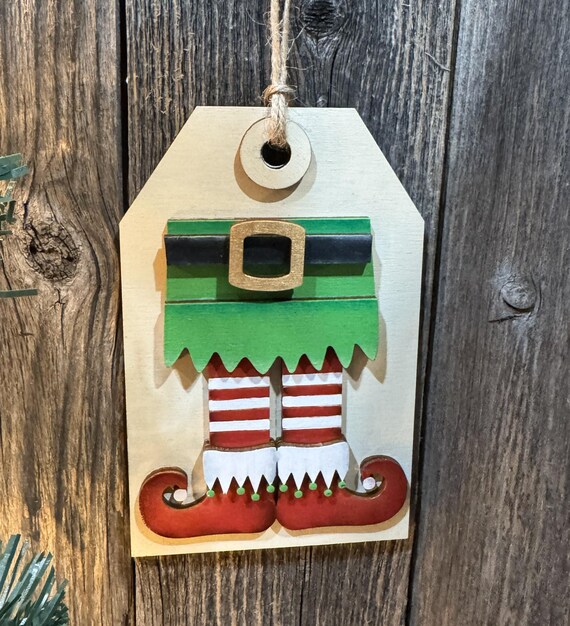 Elf Ornament Gift Card Holder - 2 Styles - Coffee Cup or Gift Tag - Custom Orders and In Stock Available
