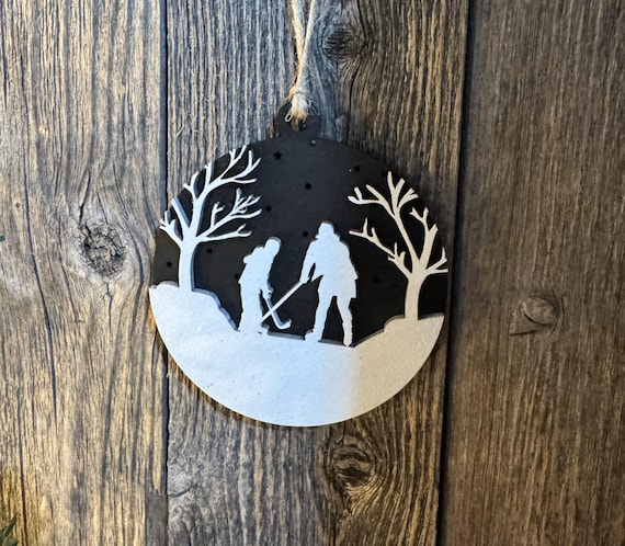 Hockey on a Pond * Silhouette Custom Ornaments * Custom & In-Stock Options Available