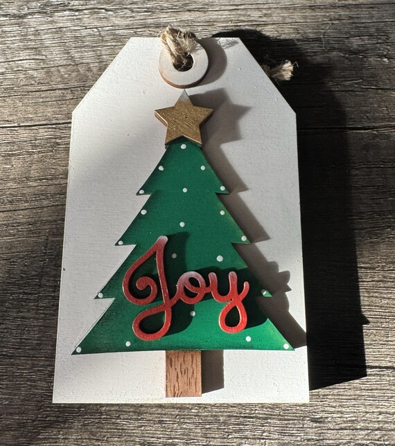 Christmas Tree "Joy" Ornament Gift Card Holder - Gift Tag Style - Custom Orders and In Stock Available