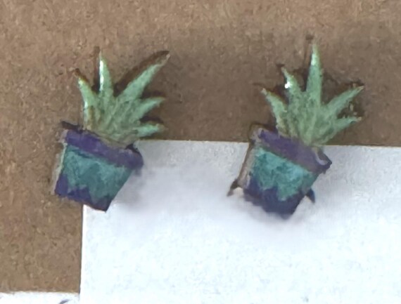 Stud Earrings Featuring Houseplants