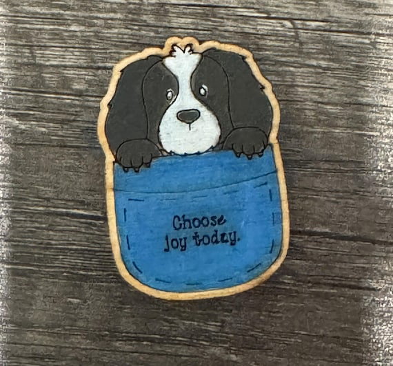 Hand‑Painted Pocket Hug Dog – Cute Encouragement Gift, Optional Magnet, Mini Inspirational Token * Choose Joy Today