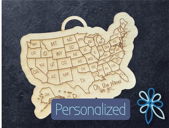 Personalized Travel USA Wood Ornament, Color-Your-Own Gift