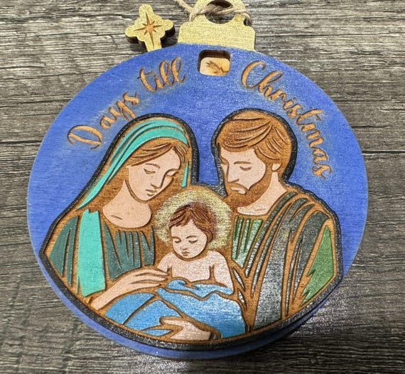 Christmas Countdown Ornament featuring Nativity Scene * In Stock & Custom Orders Available