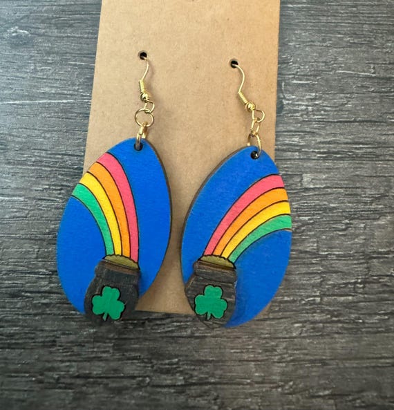 Rainbow with Pot of Gold * St. Patrick's Day * Irish * Earrings
