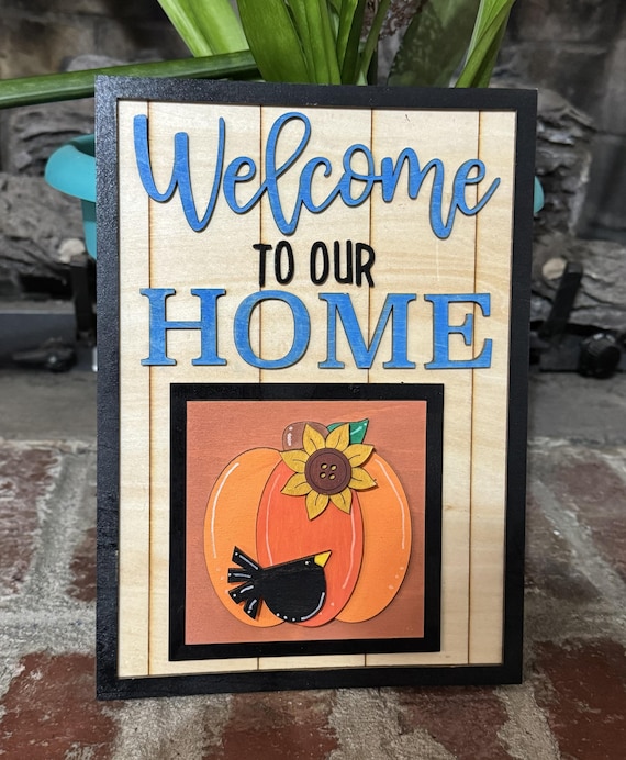 Welcome to Our Home Handmade Wood Frame for Tiles • Interchangeable Home Decor