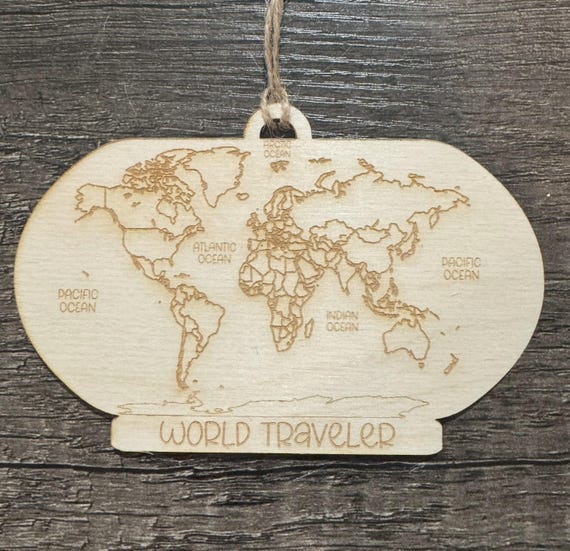 World Traveler Ornament * Commemorative Trip Vacation Ornament or Magnet * Color Your Own