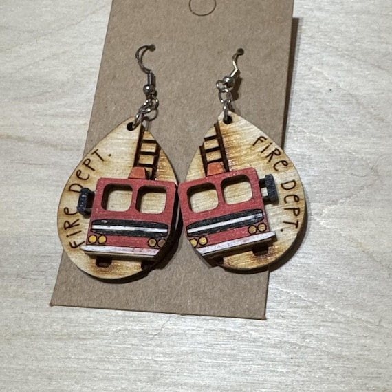Firefighter * Fire * Fire Wife * Fire Truck Themed Earrings