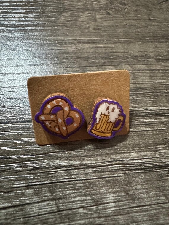 Beer and Pretzel * Beer and Soda * Perfect Pair * Stud Earrings * German * Oktoberfest