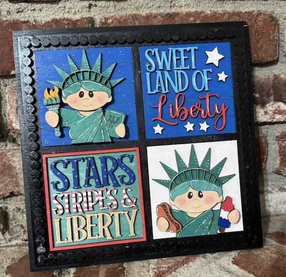 Handmade Patriotic Wood Signs • Americ Statue of Liberty • 4th of July Independence Day