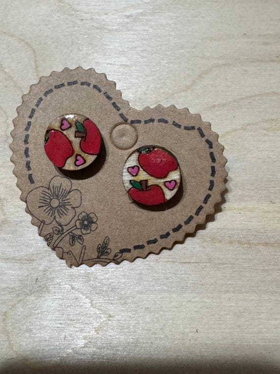 Apple Themed Stud Earrings * Apple for Teacher Gift * 2 Styles Available