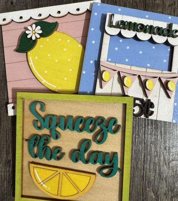 Lemon Themed Interchangeable Wood Tiles * Lemondae * Squeeze the Day