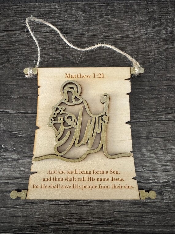 Nativity Scroll Ornament | Luke, Isaiah, Matthew Bible Verses