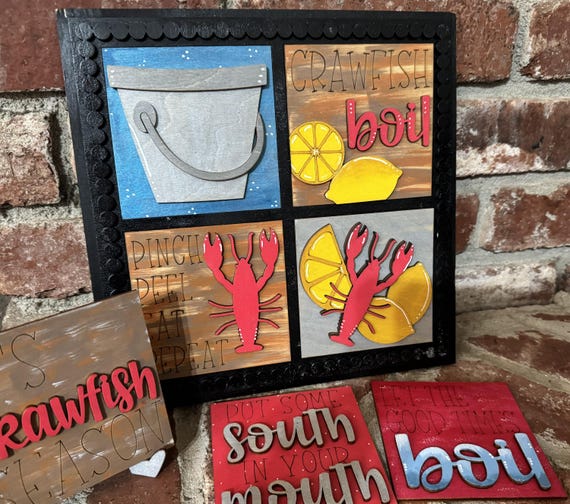 Crawfish Boil Interchangeable Tiles * Party Decor *Seafood Boil