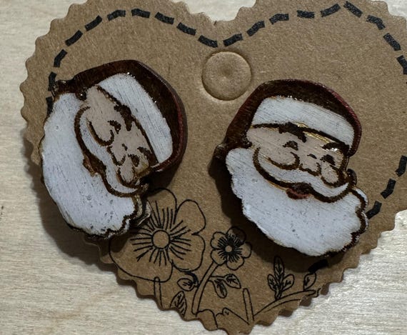 Santa Face Stud Earrings * Options and Customizations Available