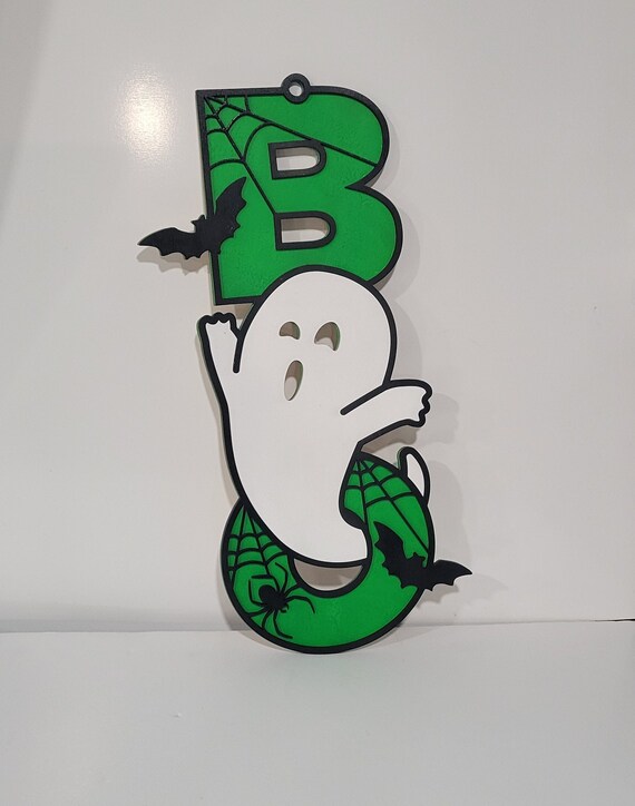 BOO Ghost Wood Halloween Decoration