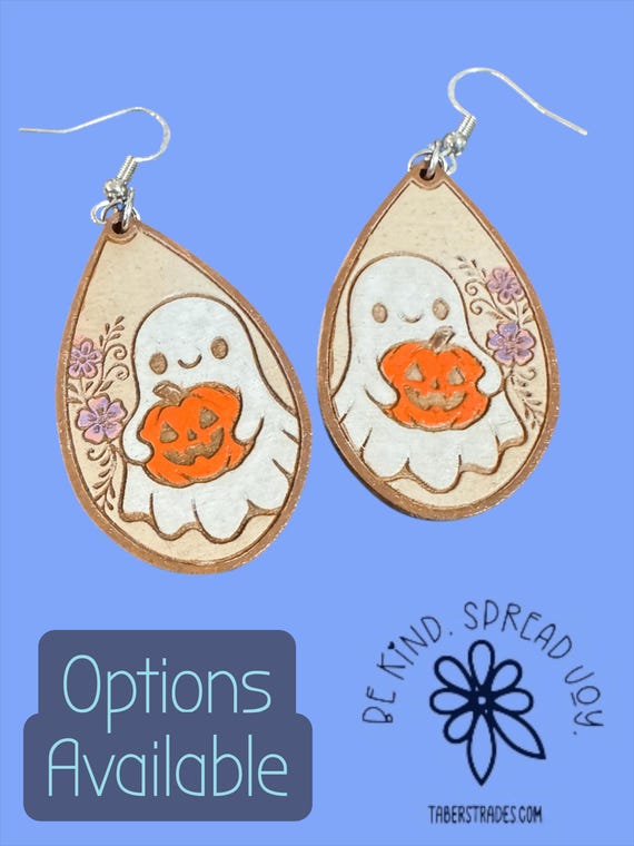 Ghost holidng a Jack O'Lantern Earrings