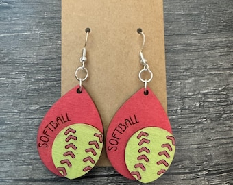 Baseball or Softball Earrings * Customizable Wood Earrings
