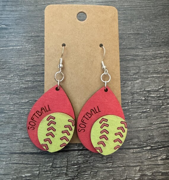 Baseball or Softball Earrings * Customizable Wood Earrings