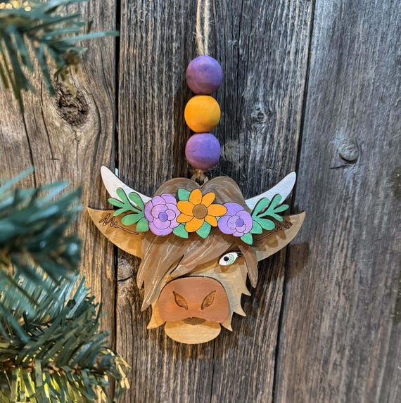 Cow * Highland Cow Ornment * Car Tag * Custom and In-Stock Options Available