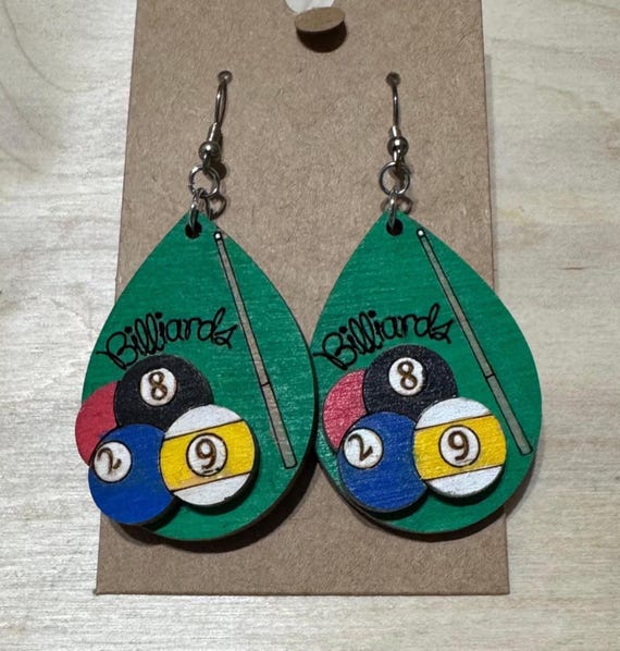 Billiards * Pool Table * Earrings