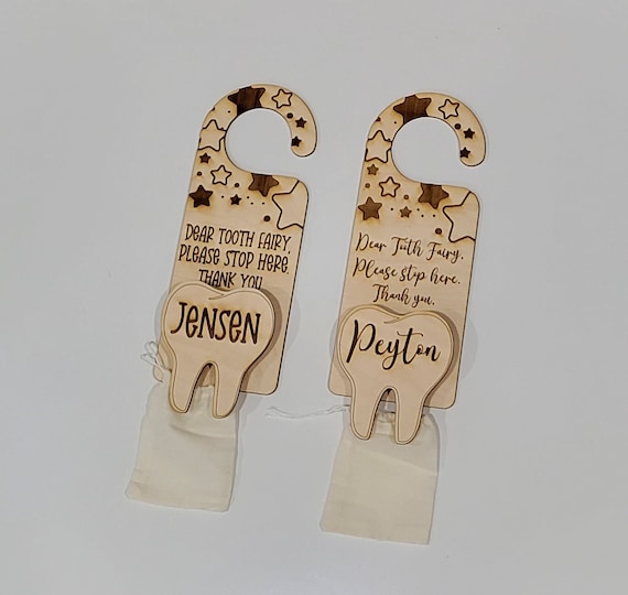 Personalized Tooth Fairy Door Hanger with Keepsake Bag
