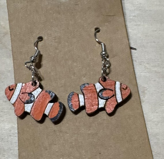 Clownfish * Orange and White Striped Fish * Earrings