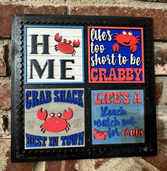Hand Painted Summer Beach Themed Tiles • Interchangeable Wood Inserts for Frames • Beachy Home Decor