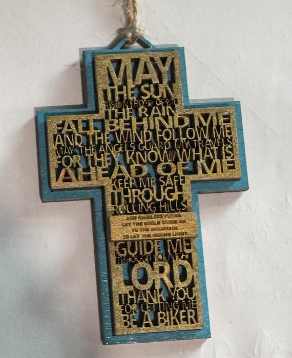 Biker's Prayer * Motorcycle Rider Prayer * Large or Small Cross * Wall Hanging, Ornament, Car Charm