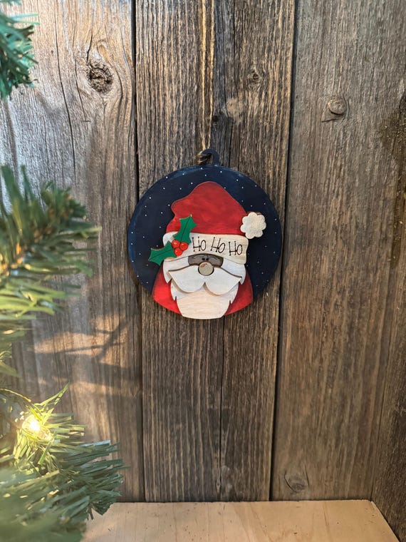 Santa Claus Face and Santa Gnome Ornaments - In Stock Variety Available