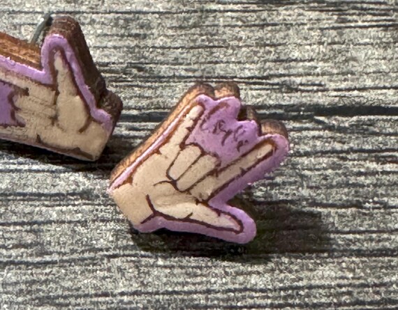 Love Sign Language Stud Earrings  * Choose your skin tone, background color, and style