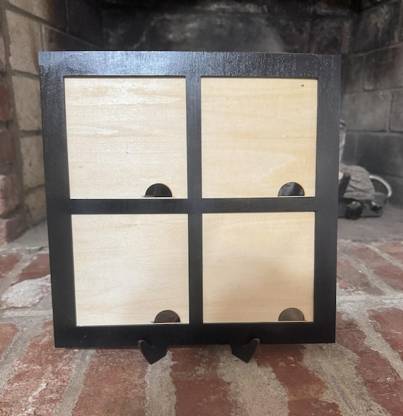 Four Square Handmade Wood Frame for Interchangeable Tiles • Seasonal Tile Holder Gift for Home