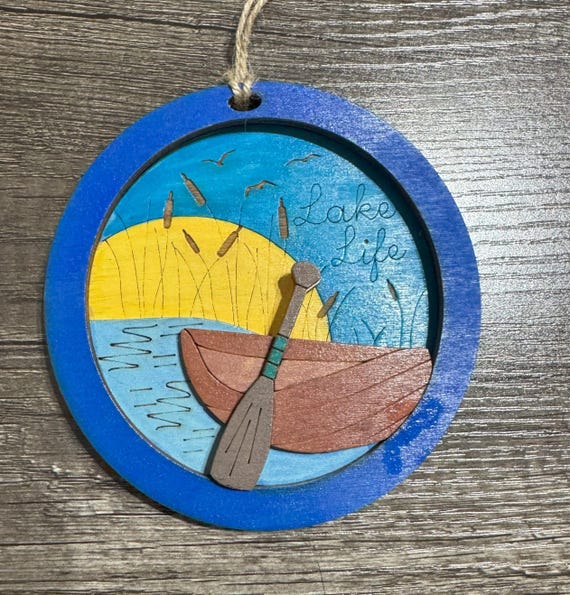 Lake Life Ornament with Kayak - Canoe