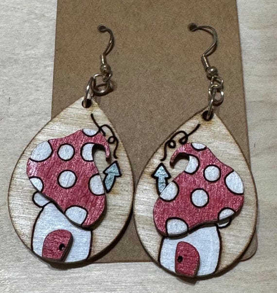 Mushroom House Earrings * Customizations & Personalizations Available (Copy)