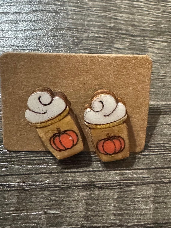 Pumpkin Spice Coffee Stud Earrings * Customizations & Personalizations Available