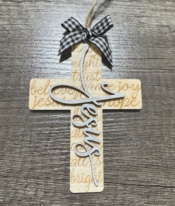 Jesus Cross Engraved Ornament - Several Options Available - In Stock & Special Order Options Available