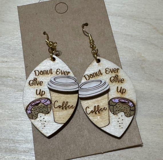 Coffee and Donut Earrings * Perfect Pair * Customization Available * Donut Ever Give Up Coffee