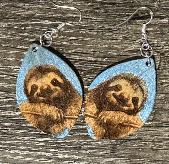 Sloth Earrings • Woodland Animal Teardrop Jewelry • Nature Lovers Gift