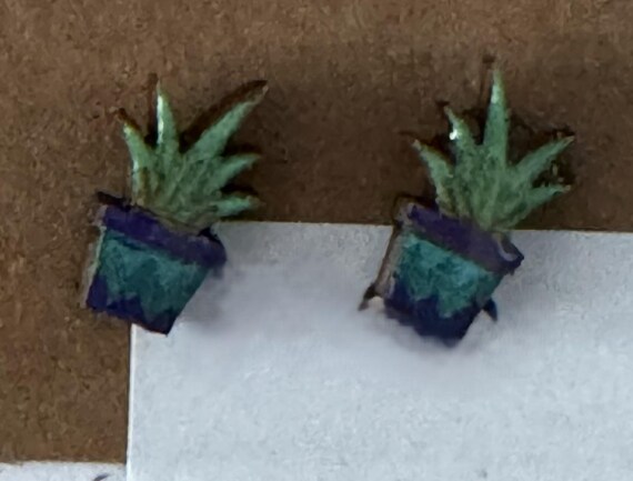 Stud Earrings Featuring Houseplants