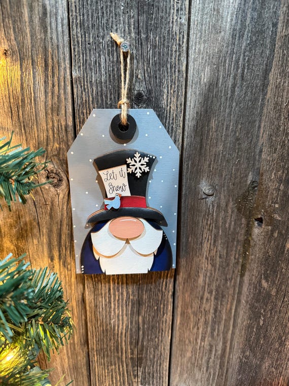 Gnome Gift Tag Shaped Christmas Ornaments * Custom and In-Stock Options Available