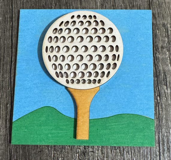 Hand‑Painted Golf Wood Tile - Sports Decor, Tiered Tray Accent