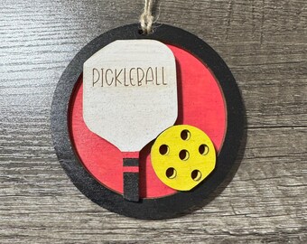 Pickleball Ornament * Christmas Ornament * Car Charm * Pickle Ball