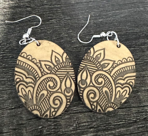 Paisley Designed Earrings * Eco Birch