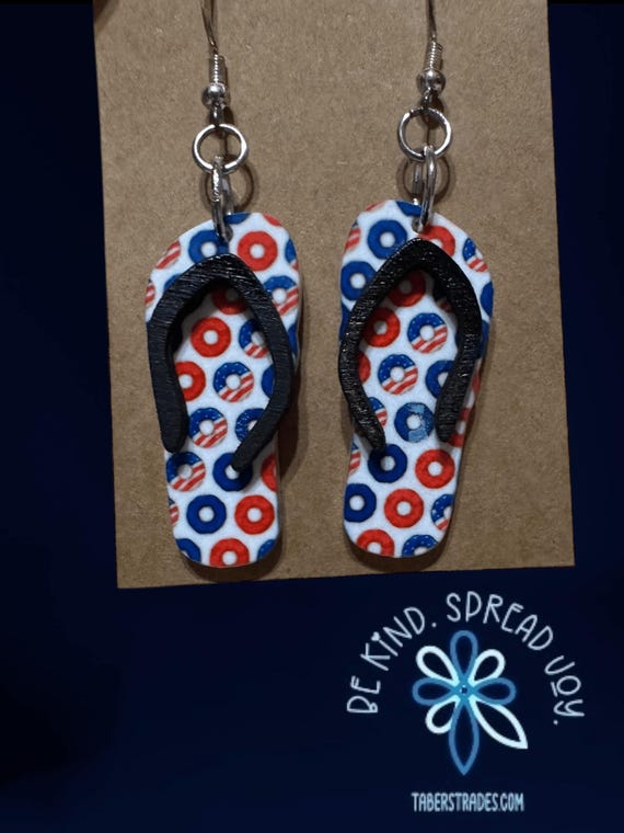 Flip Flop * Thong * Sandal * Earrings * Options between Acrylic and Wood
