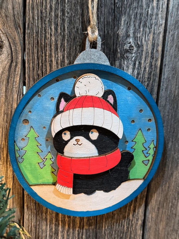 Cat in Forest Ornament * Custom and In-Stock Options Available