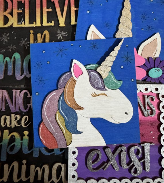 Unicorn Themed Interchangeable Tiles Girls Room Decor