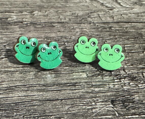 Frog Stud Earrings, Cute Animal Jewelry, Handmade Frog Studs, Whimsical Gift for Her