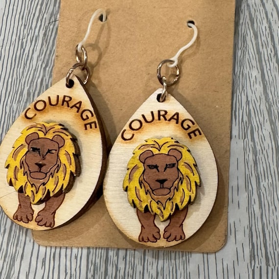 Engraved Lion Earrings * Options Available