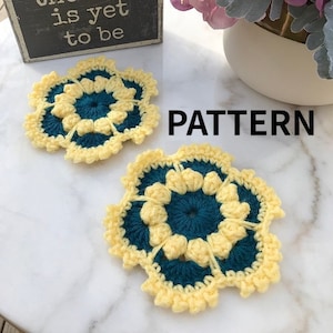 PATTERN crochet flower coaster, handmade coasters, home decor, gift ideas, floral, decor accessories
