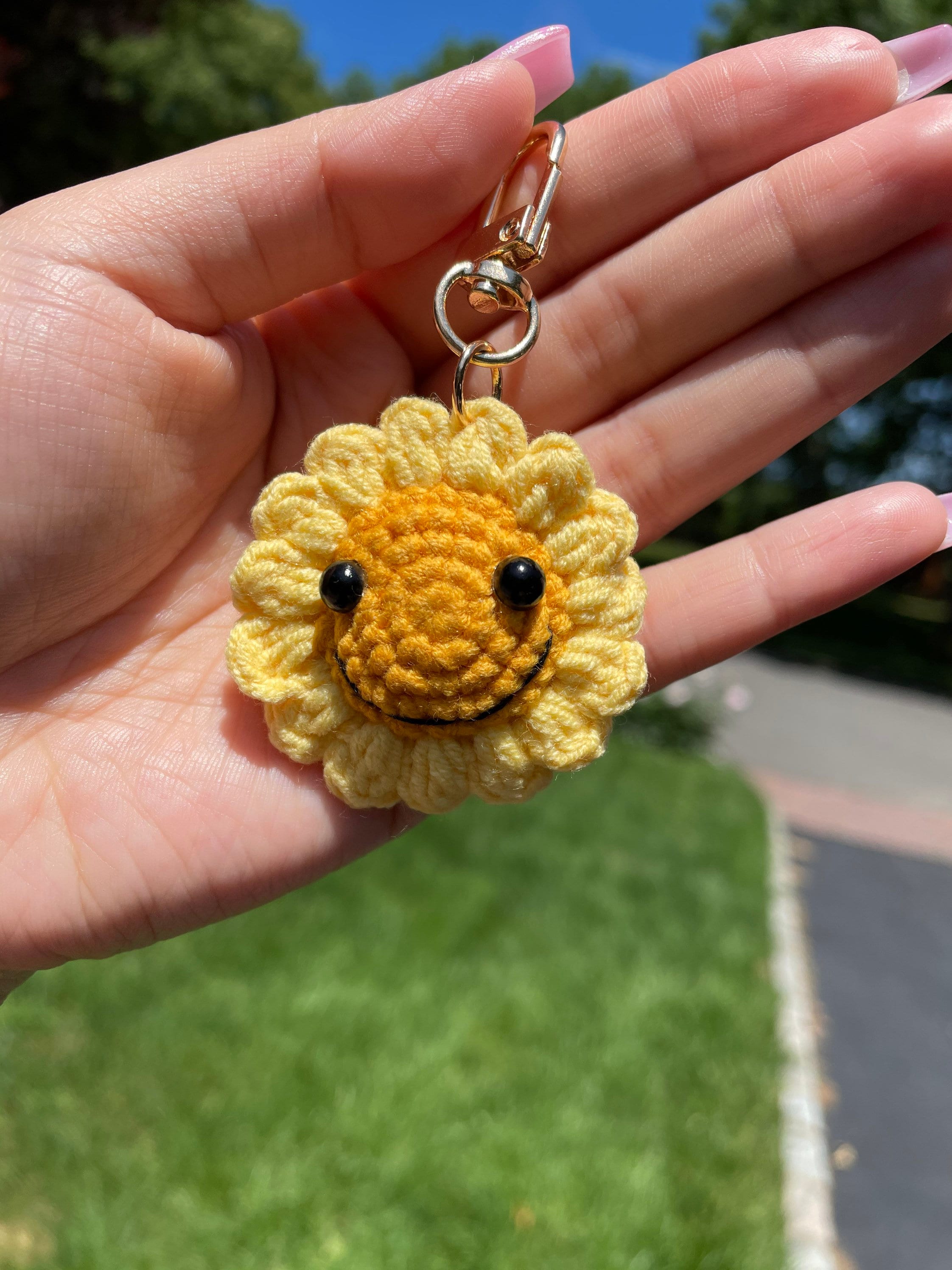 Crochet Keychain Sunflower Keychain Sunflower Gift Etsy UK
